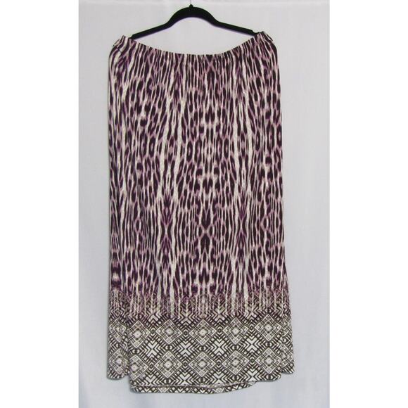 CJ Banks Maxi Skirt Womens 1X Elastic Waist Pull On A-Line Purple, Black, White - Picture 1 of 6